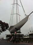 070.KZ-1, The sailboat that lost the America's Cub back to USA, mounted in Viaduct Harbour